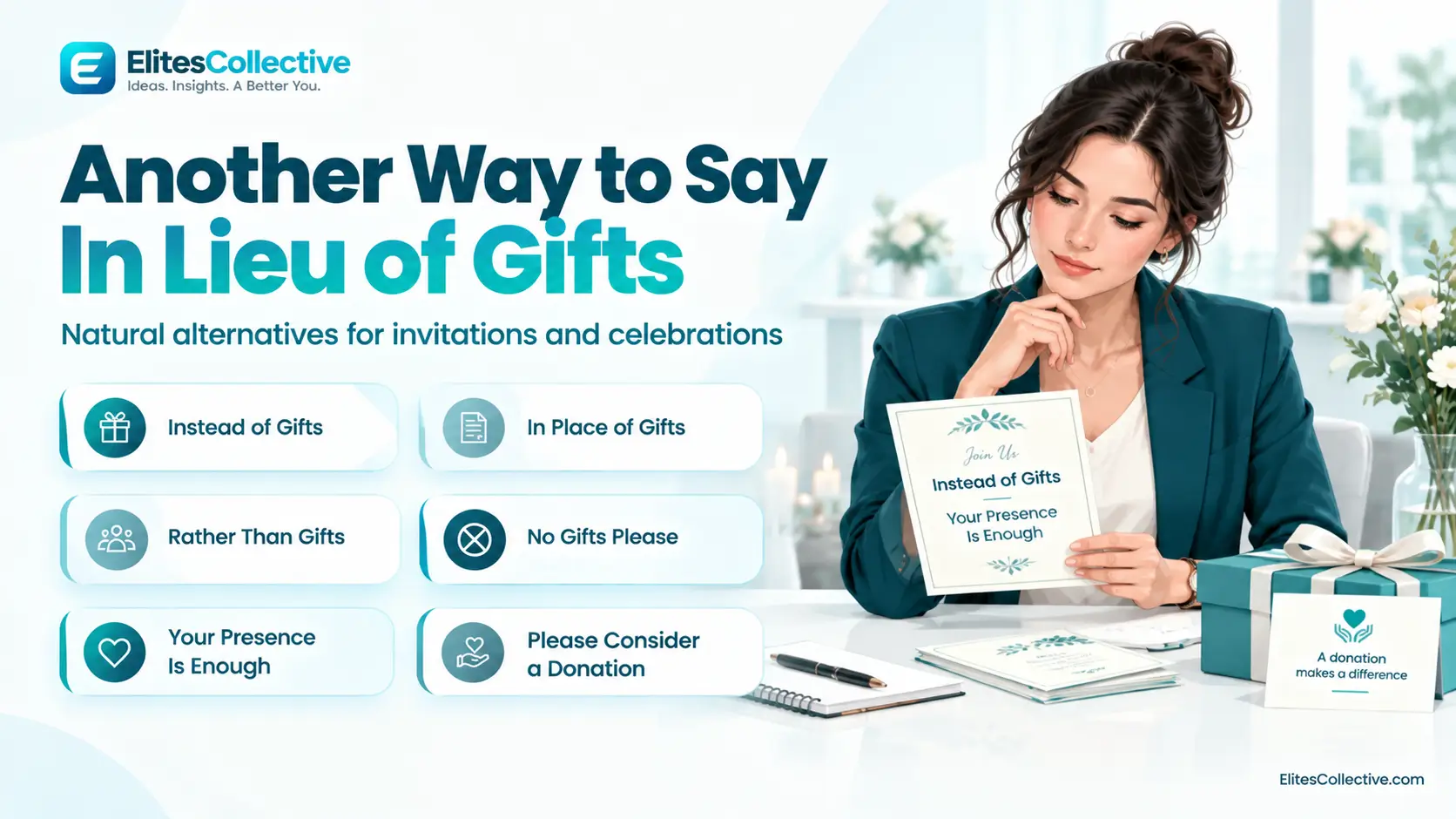 another way to say in lieu of gifts