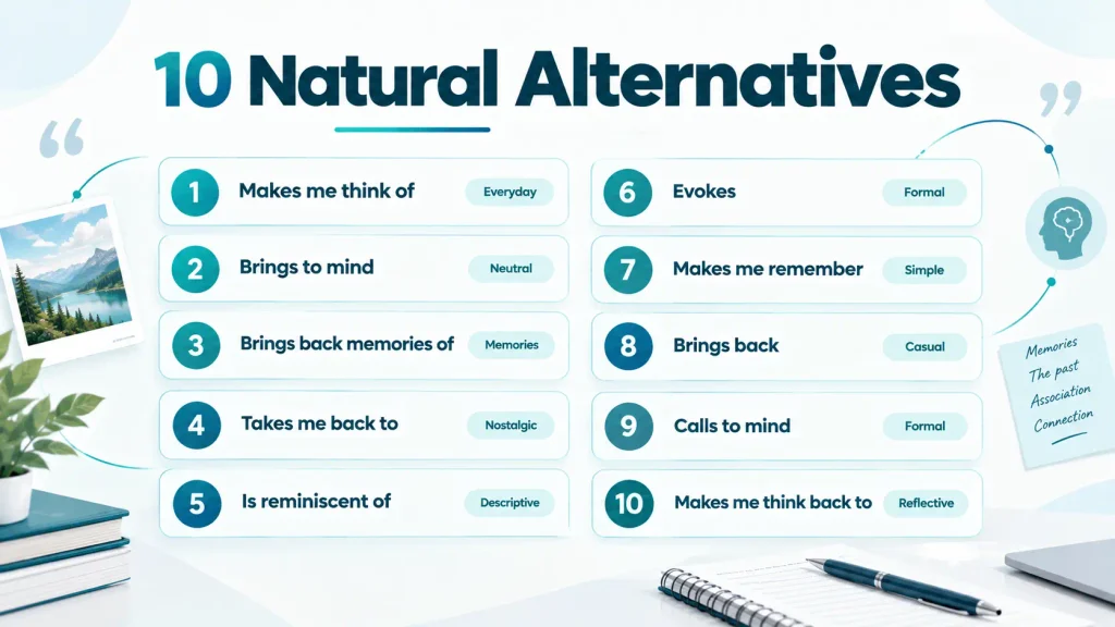 Quick reference guide showing natural alternatives to reminds me of