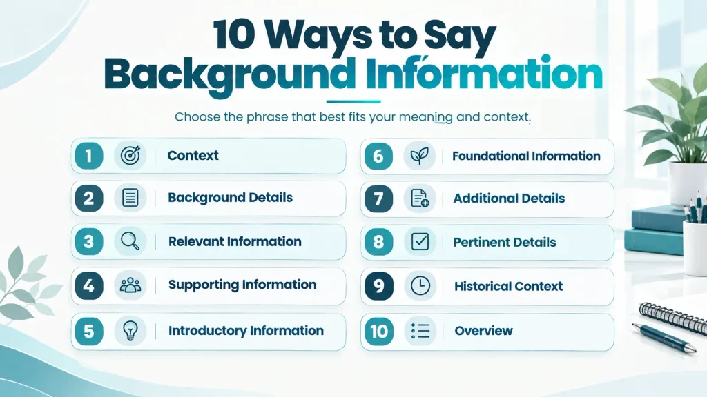 Quick reference guide showing natural alternatives to background information