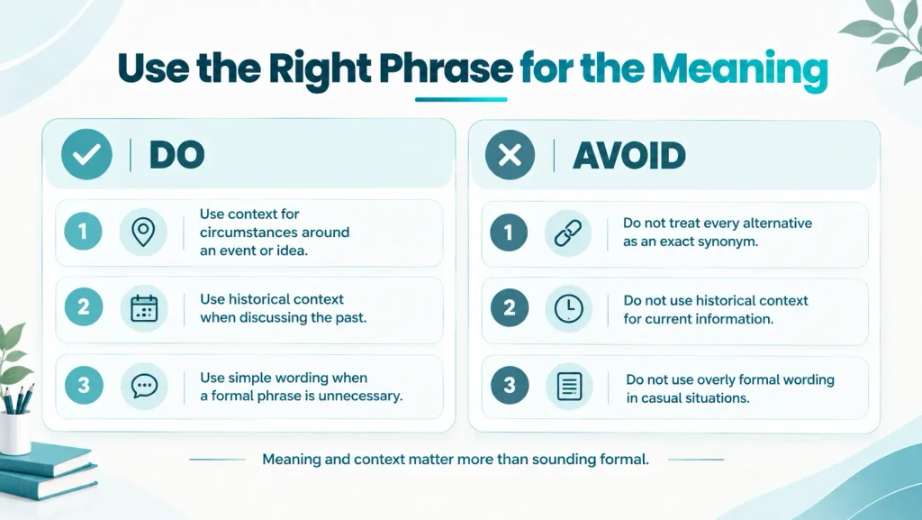 Do and avoid guide showing common mistakes when replacing background information