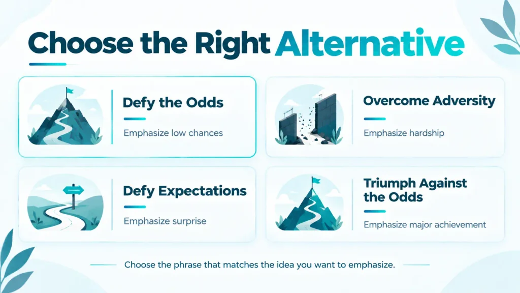 Context guide comparing alternatives to beat the odds by meaning and tone
