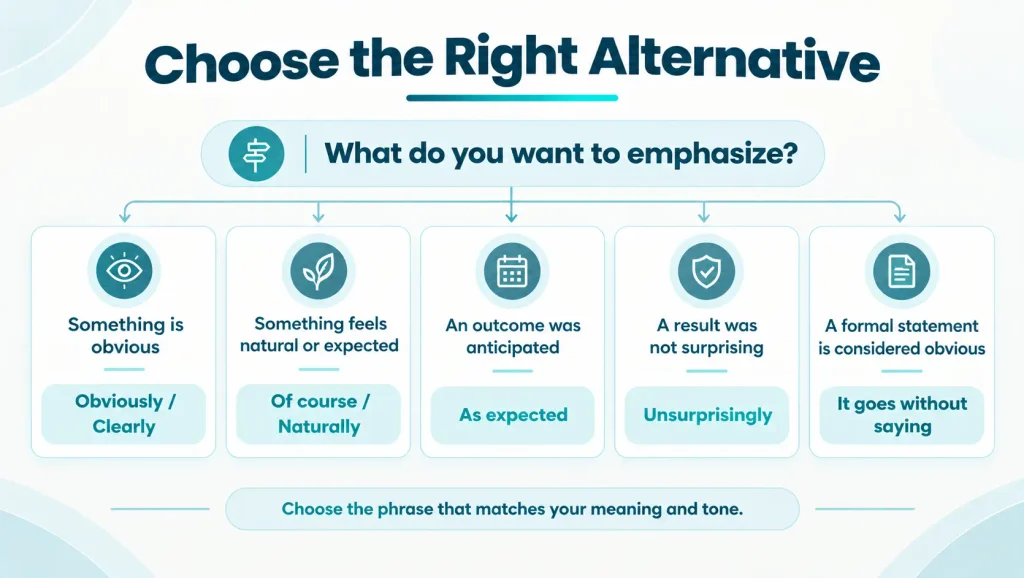 Quick reference guide for choosing the right alternative to needless to say by context
