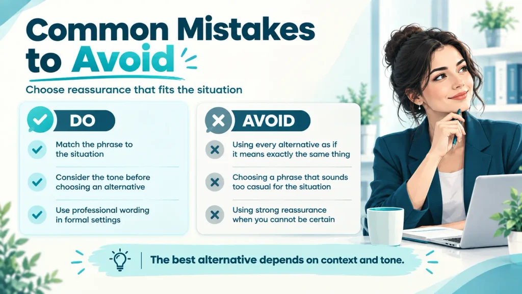 Common mistakes guide for choosing alternatives to “don’t worry” based on tone and context