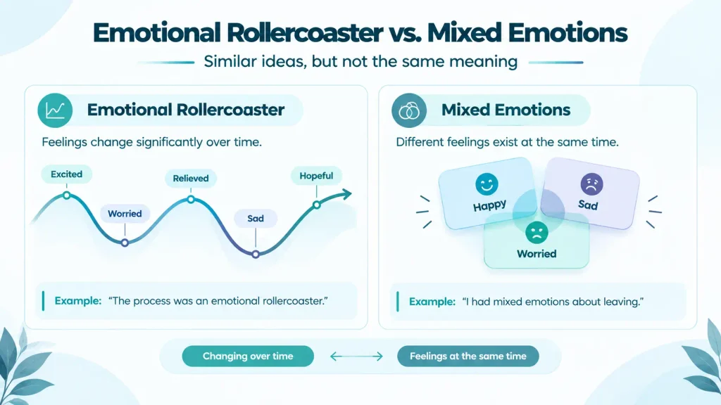Visual comparison of emotional rollercoaster and mixed emotions in English usage
