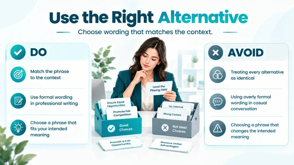 Do and avoid guide for using level the playing field and its alternatives naturally