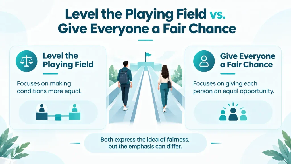 Comparison of level the playing field and give everyone a fair chance