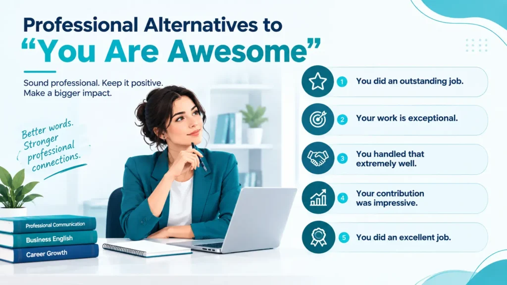 Professional alternatives to say you are awesome, including outstanding job and excellent work