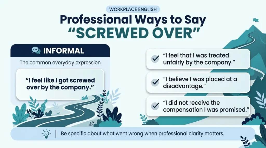 Professional alternatives to screwed over for workplace communication