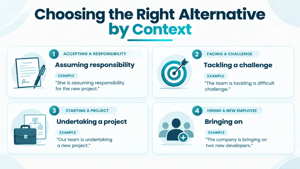 Context guide showing alternatives to taking on for responsibilities challenges projects and hiring