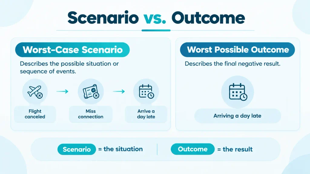 Comparison showing the difference between a worst-case scenario and a worst possible outcome